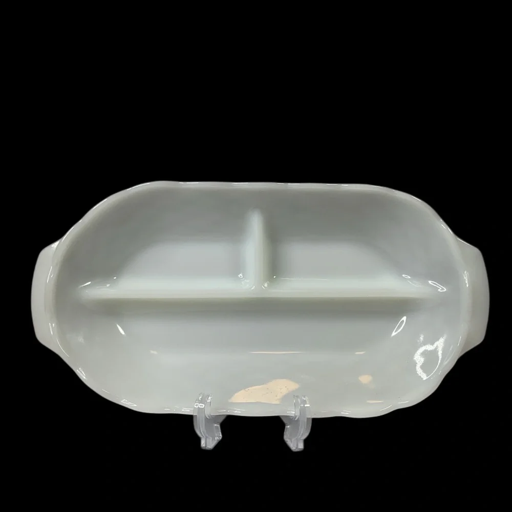 Anchor Hocking Vintage White Milk Glass Relish Tray 13”